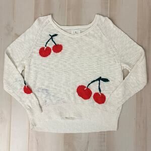 Lou & Grey Cherry Sweater Women’s MP Cream Cotton Blend Lightweight Knit Novelty